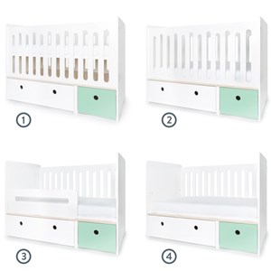 Lit bébé évolutif colorflex white-mint