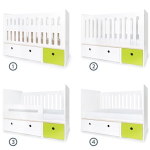 Lit bébé évolutif colorflex white-lime