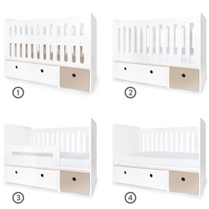 Lit bébé évolutif colorflex white-w grey