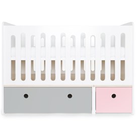 Lit bébé évolutif colorflex grey-s pink