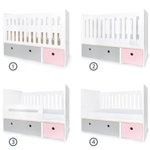 Lit bébé évolutif colorflex grey-s pink