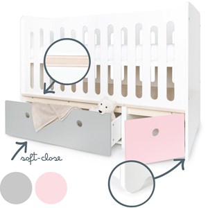 Lit bébé évolutif colorflex grey-s pink