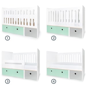 Lit bébé évolutif colorflex mint-p grey