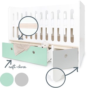 Lit bébé évolutif colorflex mint-p grey