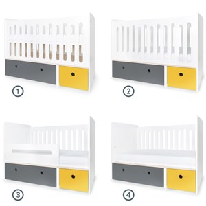 Lit bébé évolutif colorflex s grey-yell