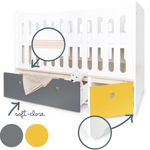Lit bébé évolutif colorflex s grey-yell