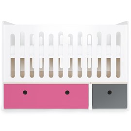 Lit bébé évolutif colorflex pink-s grey