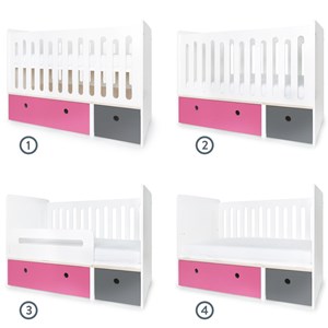 Lit bébé évolutif colorflex pink-s grey