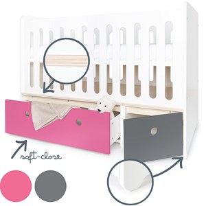 Lit bébé évolutif colorflex pink-s grey