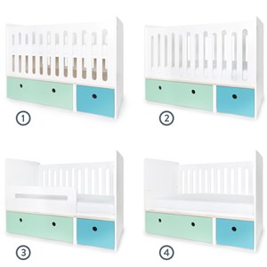 Lit bébé évolutif colorflex mint-p blue