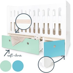 Lit bébé évolutif colorflex mint-p blue