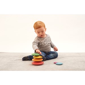 Galets en bois arc-en-ciel