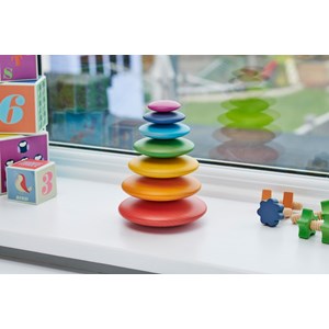 Galets en bois arc-en-ciel