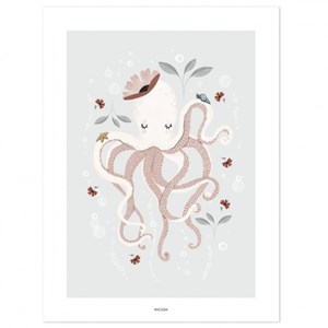Affiche chambre enfant lady octopus