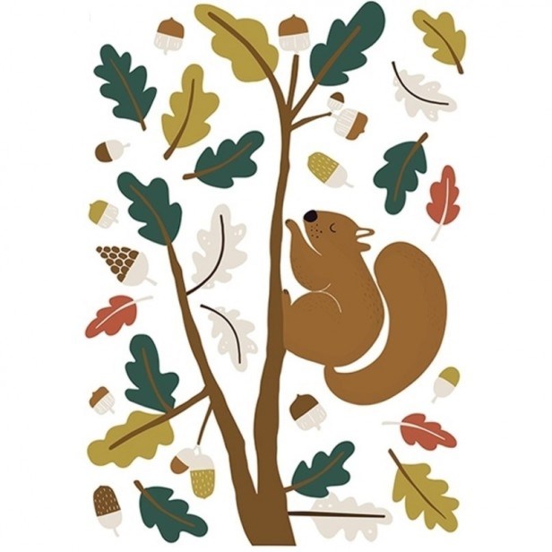 Stickers décoratifs écureuil sur branche