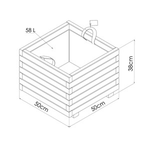 Bac à fleurs carré 50 x 50 x 38 cm