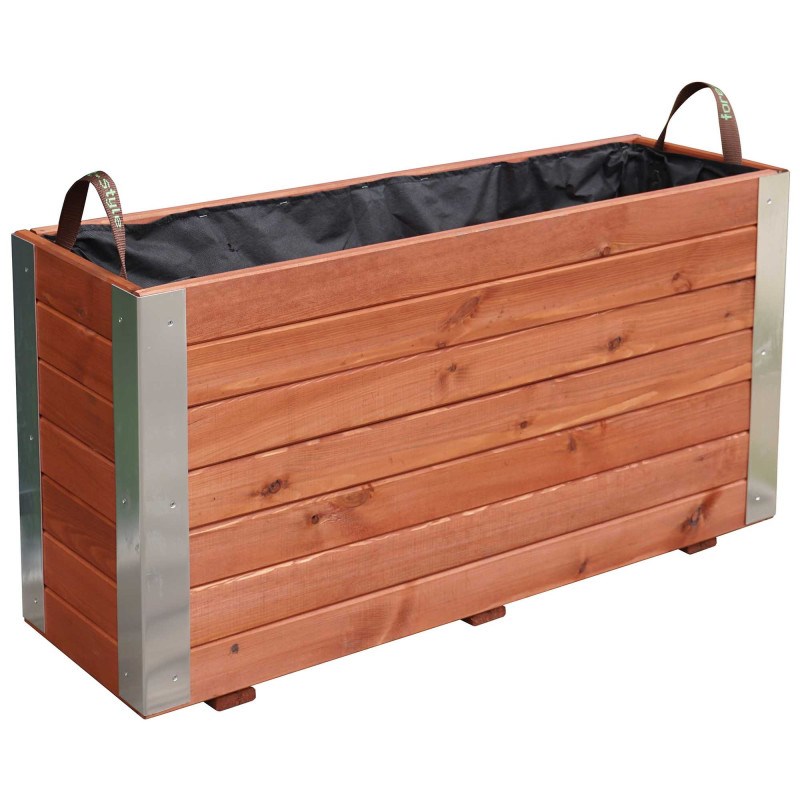 Bac à fleurs en bois lasuré bambou m