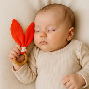 Anneau de dentition en coton bio fraise