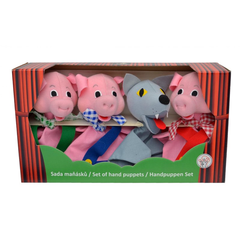 Set 4 marionnettes trois petits cochons