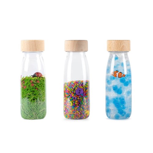 Petit Boum - Lot de 3 Bouteilles Sensorielles Sound - Coccinelles Boutons Poisson