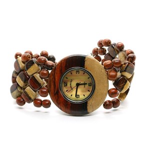 Montre bracelet manchette en bois