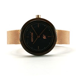 Montre bois acier or rose