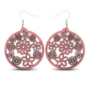 Boucles  d'oreille  en bois  multicolore