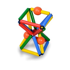 Hochet en bois grabber multicolore