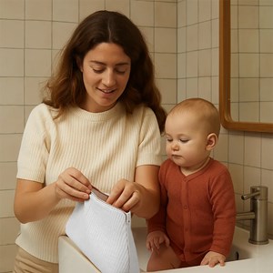 Trousse de toilette en coton bio blanc