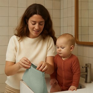 Trousse de toilette en coton bio vert