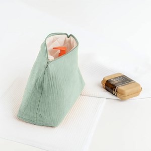 Trousse de toilette en coton bio vert