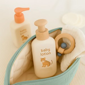 Trousse de toilette en coton bio vert