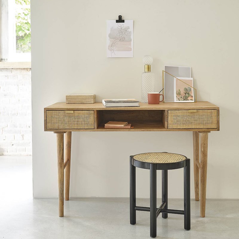 Berah Getah - Bureau en bois de manguier et cannage