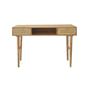Bureau en bois de manguier et cannage