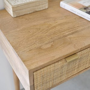 Bureau en bois de manguier et cannage