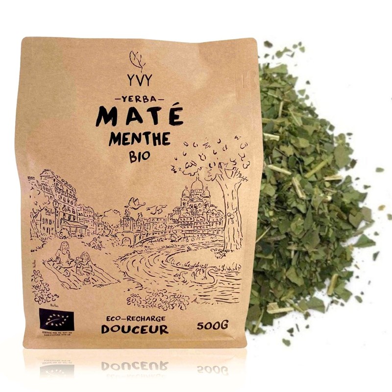 YVY Maté - Maté menthe bio - eco recharge 500g