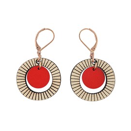 Boucles d'oreilles en bois bulle rouge
