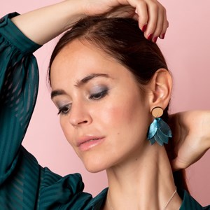 Boucles d'oreilles mandala bleu pétrole