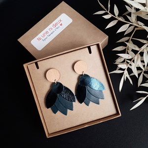 Boucles d'oreilles mandala bleu pétrole