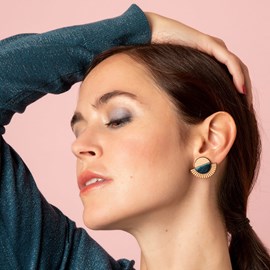 Puces d'oreilles aztèque bleu pétrole