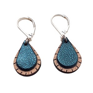 Boucles d'oreilles goutte bleu pétrole