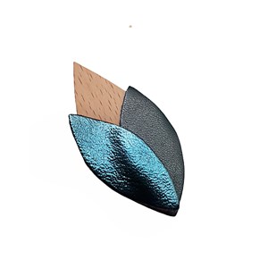 Broche tulipe bleu pétrole en bois
