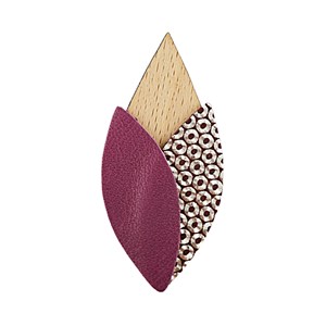 Broche tulipe prune en bois