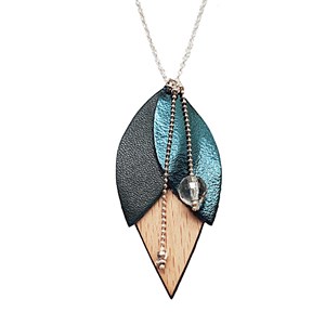 Collier tulipe bleu pétrole
