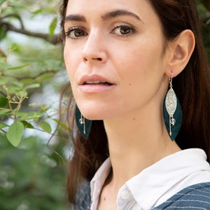 Boucles d'oreilles pop bleu pétrole