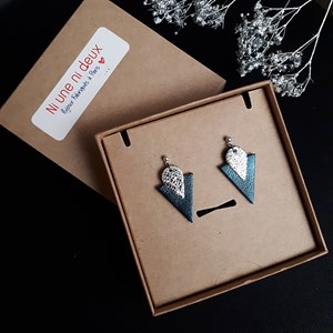 Clous d'oreilles triangle bleu pétrole