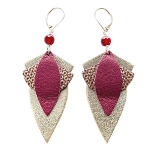 Boucles d'oreilles grand lotus prune