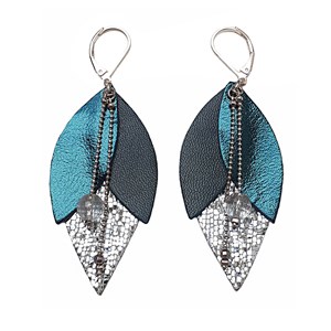 Boucles d'oreilles tulipe bleu pétrole