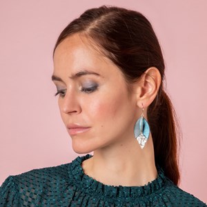 Boucles d'oreilles tulipe bleu pétrole