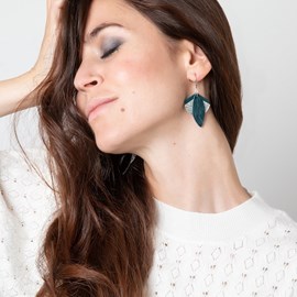 Boucles d'oreilles lotus bleu pétrole